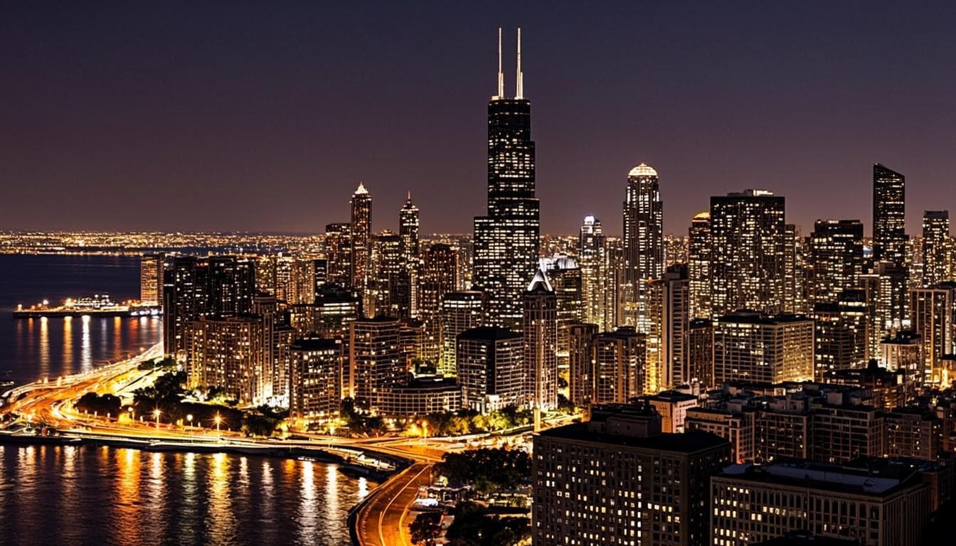 Chicago Night Skyline